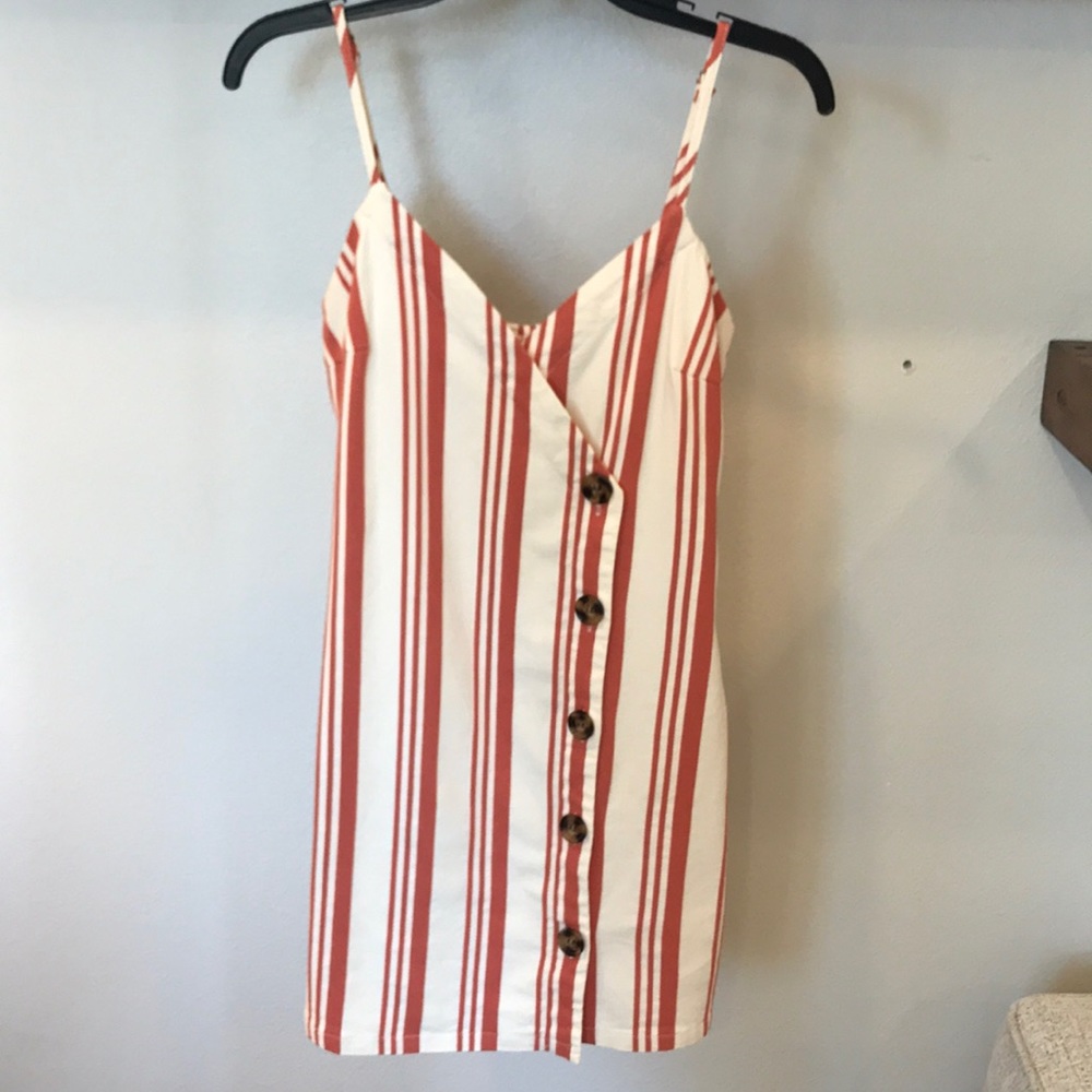 Burnt Orange and Cream Spaghetti Strap Dress